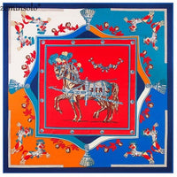 Luxury Brand 100% Twill Silk Scarf Square 130*130cm Scarf Scarves New Design Print Kerchief Women Neck Shawl Wraps Echarpe Hijab - east2cart.uk