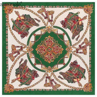 Luxury Brand 100% Twill Silk Scarf Square 130*130cm Scarf Scarves New Design Print Kerchief Women Neck Shawl Wraps Echarpe Hijab - east2cart.uk