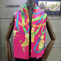 Luxury Brand 100% Twill Silk Scarf Square 130*130cm Scarf Scarves New Design Print Kerchief Women Neck Shawl Wraps Echarpe Hijab - east2cart.uk