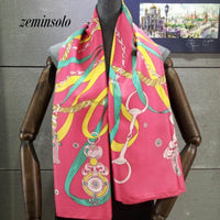 Luxury Brand 100% Twill Silk Scarf Square 130*130cm Scarf Scarves New Design Print Kerchief Women Neck Shawl Wraps Echarpe Hijab - east2cart.uk