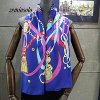 Luxury Brand 100% Twill Silk Scarf Square 130*130cm Scarf Scarves New Design Print Kerchief Women Neck Shawl Wraps Echarpe Hijab - east2cart.uk