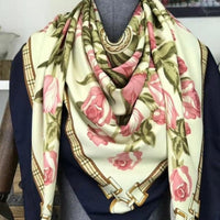 Luxury Brand 100% Twill Silk Scarf Square 130*130cm Scarf Scarves New Design Print Kerchief Women Neck Shawl Wraps Echarpe Hijab - east2cart.uk