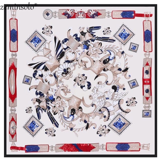 Luxury Brand 100% Twill Silk Scarf Square 130*130cm Scarf Scarves New Design Print Kerchief Women Neck Shawl Wraps Echarpe Hijab - east2cart.uk