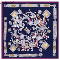 Luxury Brand 100% Twill Silk Scarf Square 130*130cm Scarf Scarves New Design Print Kerchief Women Neck Shawl Wraps Echarpe Hijab - east2cart.uk