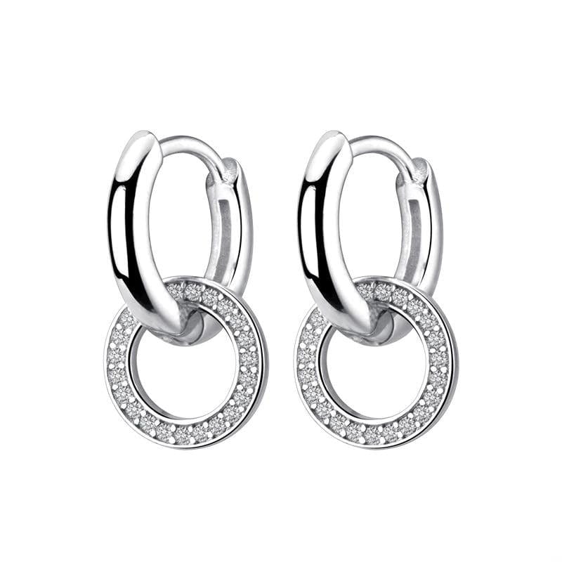 Modian Sparkling Hoop Earrings Fashion Charm 100% 925 Sterling Silver Clear CZ Circle Ear For Women Wedding Statement Jewelry - east2cart.uk