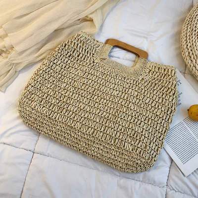 casual rattan large capacity tote bag - east2cart.uk