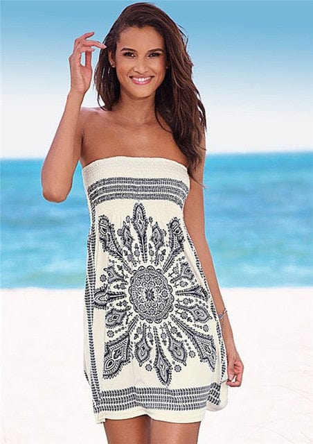 Off Shoulder Strapless Boho Beach Dress - east2cart.uk