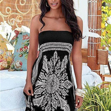 Off Shoulder Strapless Boho Beach Dress - east2cart.uk