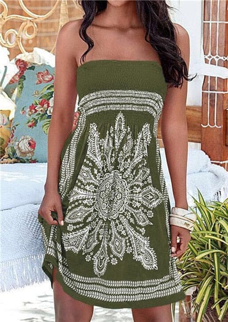 Off Shoulder Strapless Boho Beach Dress - east2cart.uk