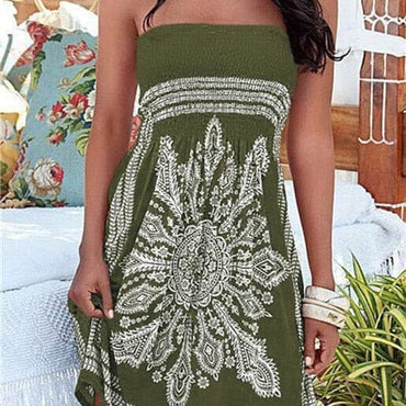 Off Shoulder Strapless Boho Beach Dress - east2cart.uk