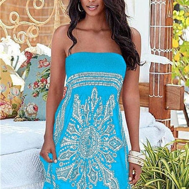 Off Shoulder Strapless Boho Beach Dress - east2cart.uk