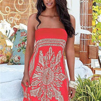 Off Shoulder Strapless Boho Beach Dress - east2cart.uk