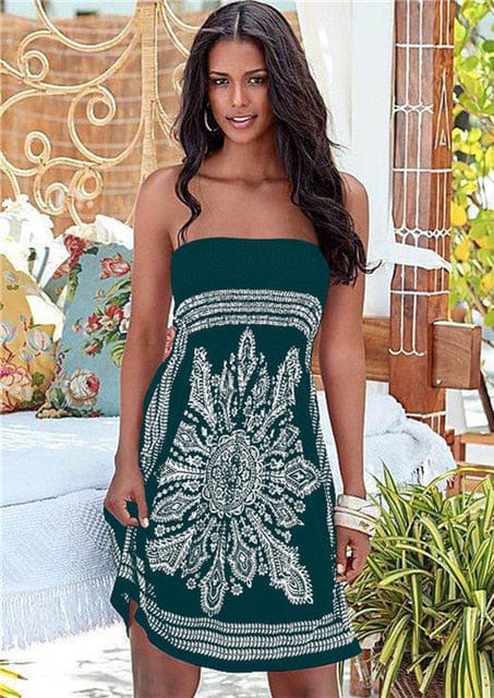 Off Shoulder Strapless Boho Beach Dress - east2cart.uk