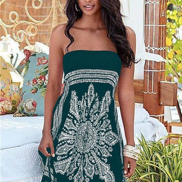 Off Shoulder Strapless Boho Beach Dress - east2cart.uk