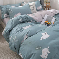 Simple bedroom four-piece bedding blue and white stripes student dormitory bed sheet quilt cover three-piece pillowcase - east2cart.uk