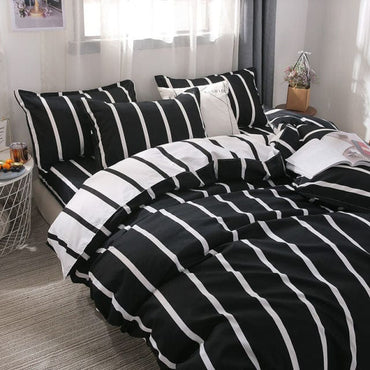 Simple bedroom four-piece bedding blue and white stripes student dormitory bed sheet quilt cover three-piece pillowcase - east2cart.uk