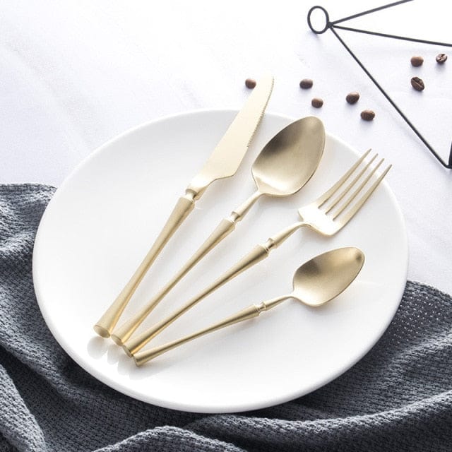 Stainless Steel Cutlery Set Gold Dinnerware Set Western Food Cutlery Tableware Dinnerware Christmas Gift Forks Knives Spoons - east2cart.uk