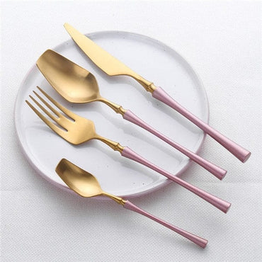 Stainless Steel Cutlery Set Gold Dinnerware Set Western Food Cutlery Tableware Dinnerware Christmas Gift Forks Knives Spoons - east2cart.uk