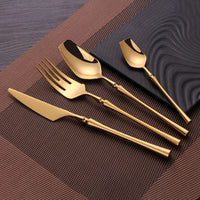 Stainless Steel Cutlery Set Gold Dinnerware Set Western Food Cutlery Tableware Dinnerware Christmas Gift Forks Knives Spoons - east2cart.uk