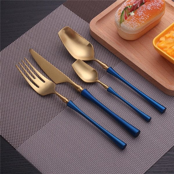 Stainless Steel Cutlery Set Gold Dinnerware Set Western Food Cutlery Tableware Dinnerware Christmas Gift Forks Knives Spoons - east2cart.uk