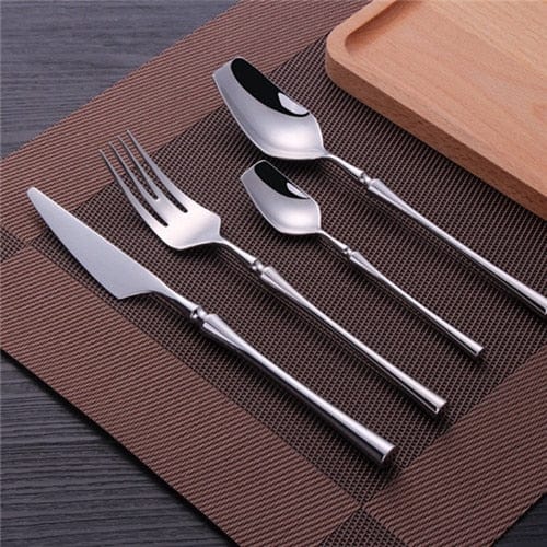 Stainless Steel Cutlery Set Gold Dinnerware Set Western Food Cutlery Tableware Dinnerware Christmas Gift Forks Knives Spoons - east2cart.uk