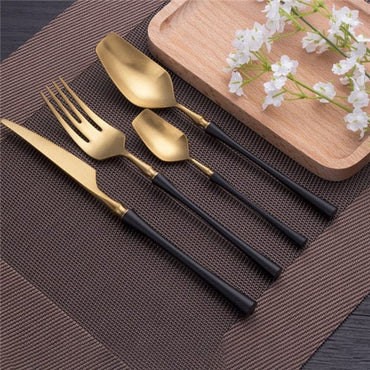 Stainless Steel Cutlery Set Gold Dinnerware Set Western Food Cutlery Tableware Dinnerware Christmas Gift Forks Knives Spoons - east2cart.uk