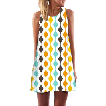 Summer Boho Beach Mini Dress Floral Print Chiffon - east2cart.uk