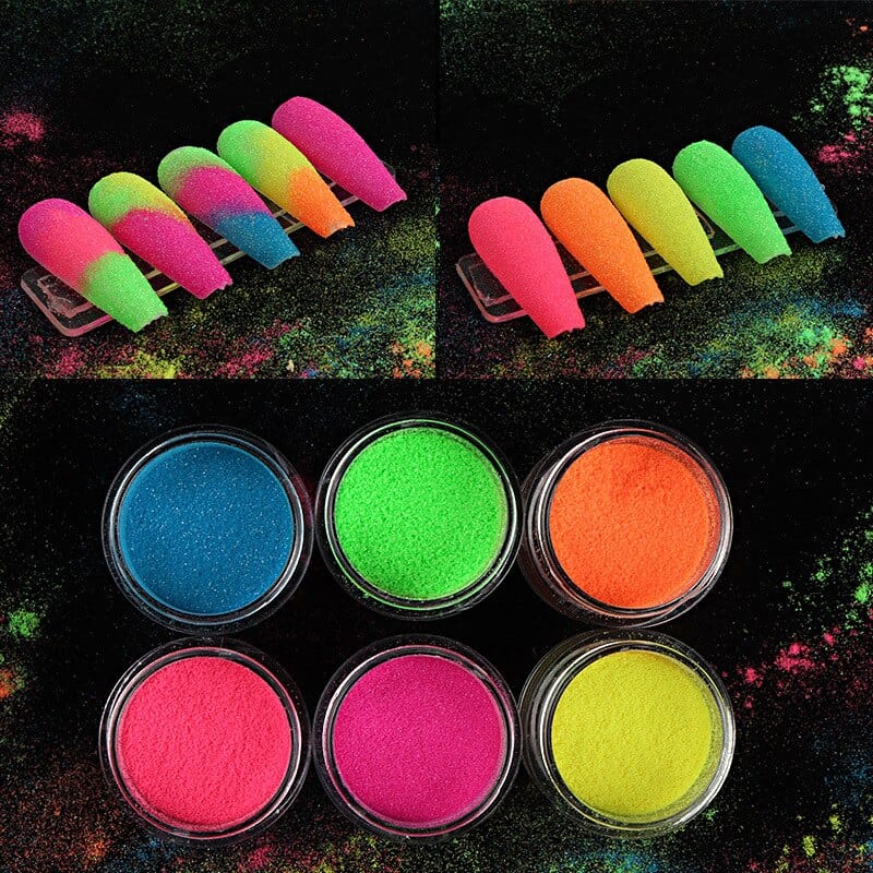 Neon Glitter Nails Art Sugar Powder Snow Candy Nail Pigment Dust Nail Decorations UV Gel Polish Manicure Nail Glitter Sequins - east2cart.uk