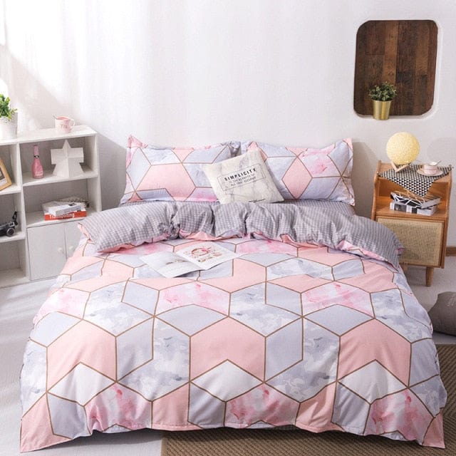 Nordic Lattice Duvet Cover 240x220 Pillowcase Printed Bedding Set Single Double Queen King Size Bed Sheet Quilt Sets Bedclothes - east2cart.uk