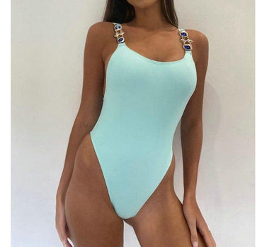 One Piece Crystal Strap Bathing Suit - east2cart.uk