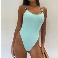 One Piece Crystal Strap Bathing Suit - east2cart.uk
