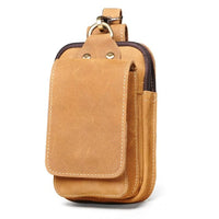 Real Leather men Casual Design Small Waist Bag Cowhide Fashion Hook Bum Bag Waist Belt Pack Cigarette Case 5.5" Phone Pouch 1609 - east2cart.uk