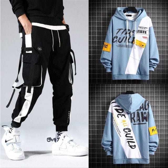 Men's Hip Hop Hooded Tracksuit Set