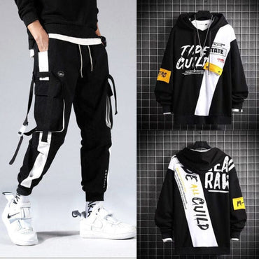 Men's Hip Hop Hooded Tracksuit Set