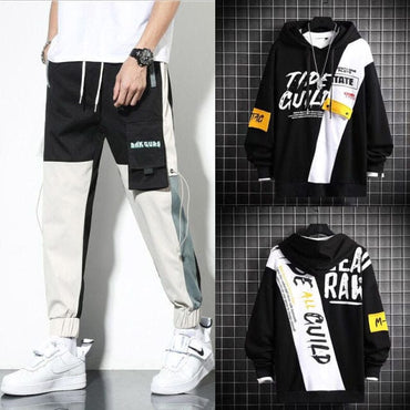 Men's Hip Hop Hooded Tracksuit Set