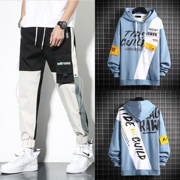 Men's Hip Hop Hooded Tracksuit Set