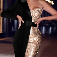 Sexy One Shoulder Patchwork Party Dress