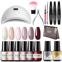 ROSALIND Nail Gel Manicure Set Lamp Gel Tools Kits For Nails Art UV Lamp Semi Permanent Nail Gel Polish Set With Base Top Coat - east2cart.uk