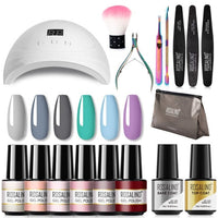 ROSALIND Nail Gel Manicure Set Lamp Gel Tools Kits For Nails Art UV Lamp Semi Permanent Nail Gel Polish Set With Base Top Coat - east2cart.uk