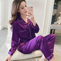Womens Silk Satin Pajamas Pyjamas Set Sleepwear Pijama Couple Pajamas Suit Female Sleep Two Piece Set Men Loungewear Plus Size - east2cart.uk