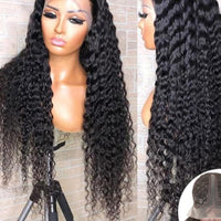 YYong 1x4& 1x6 T Lace Part Wig Brazilian Deep Wave Human Hair Wig Transparent Lace Wigs Remy Deep Part Wig 30 32 inch - east2cart.uk