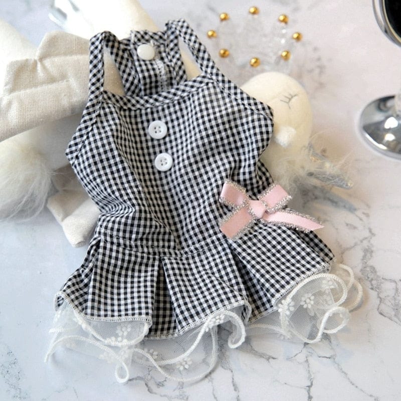 Plaid Bows Dog Wedding Suit Summer Girl Boy Pet Dress For Little Small Chihuahua Pomeranian Cat Clothes Tutu Skirt Accessories - east2cart.uk