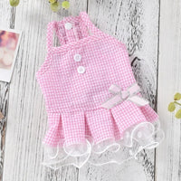 Plaid Bows Dog Wedding Suit Summer Girl Boy Pet Dress For Little Small Chihuahua Pomeranian Cat Clothes Tutu Skirt Accessories - east2cart.uk