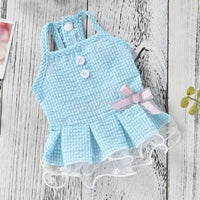 Plaid Bows Dog Wedding Suit Summer Girl Boy Pet Dress For Little Small Chihuahua Pomeranian Cat Clothes Tutu Skirt Accessories - east2cart.uk