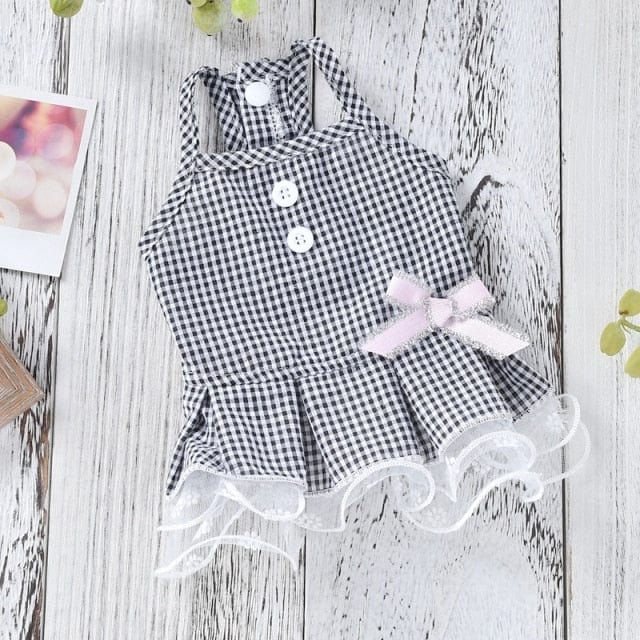 Plaid Bows Dog Wedding Suit Summer Girl Boy Pet Dress For Little Small Chihuahua Pomeranian Cat Clothes Tutu Skirt Accessories - east2cart.uk