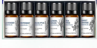 Ship From ES/FR/US HIQILI 6Pcs/set Tea Tree Orange Peppermint Lavender Lemongrass Eucalyptus Essential Oils 10ML Diffuser Oil - east2cart.uk