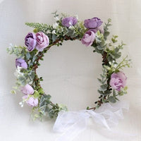 Pink Flowers Crown Festival Headpiece Women Hair Accessories Headdress Girl Baby Crown Floral Garland Wedding Floral Headwear - east2cart.uk