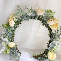 Pink Flowers Crown Festival Headpiece Women Hair Accessories Headdress Girl Baby Crown Floral Garland Wedding Floral Headwear - east2cart.uk