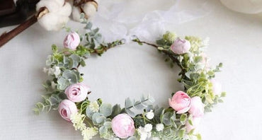 Pink Flowers Crown Festival Headpiece Women Hair Accessories Headdress Girl Baby Crown Floral Garland Wedding Floral Headwear - east2cart.uk