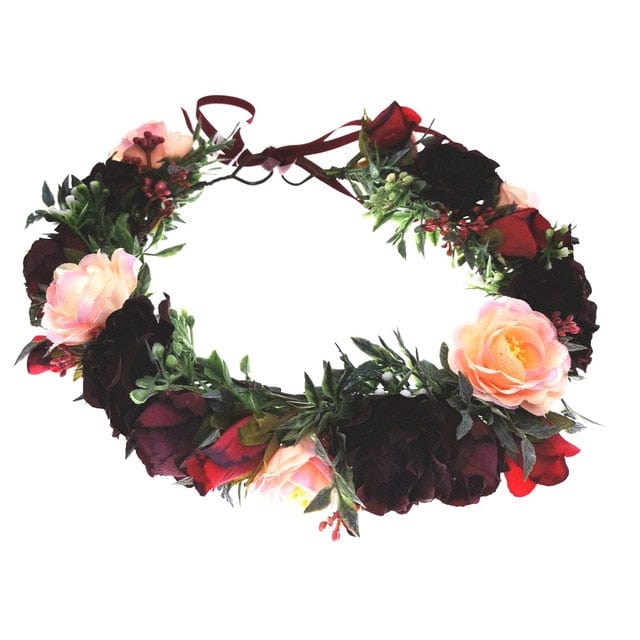 Pink Flowers Crown Festival Headpiece Women Hair Accessories Headdress Girl Baby Crown Floral Garland Wedding Floral Headwear - east2cart.uk